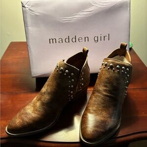 Madden Girl Tan Studded Ankle Booties